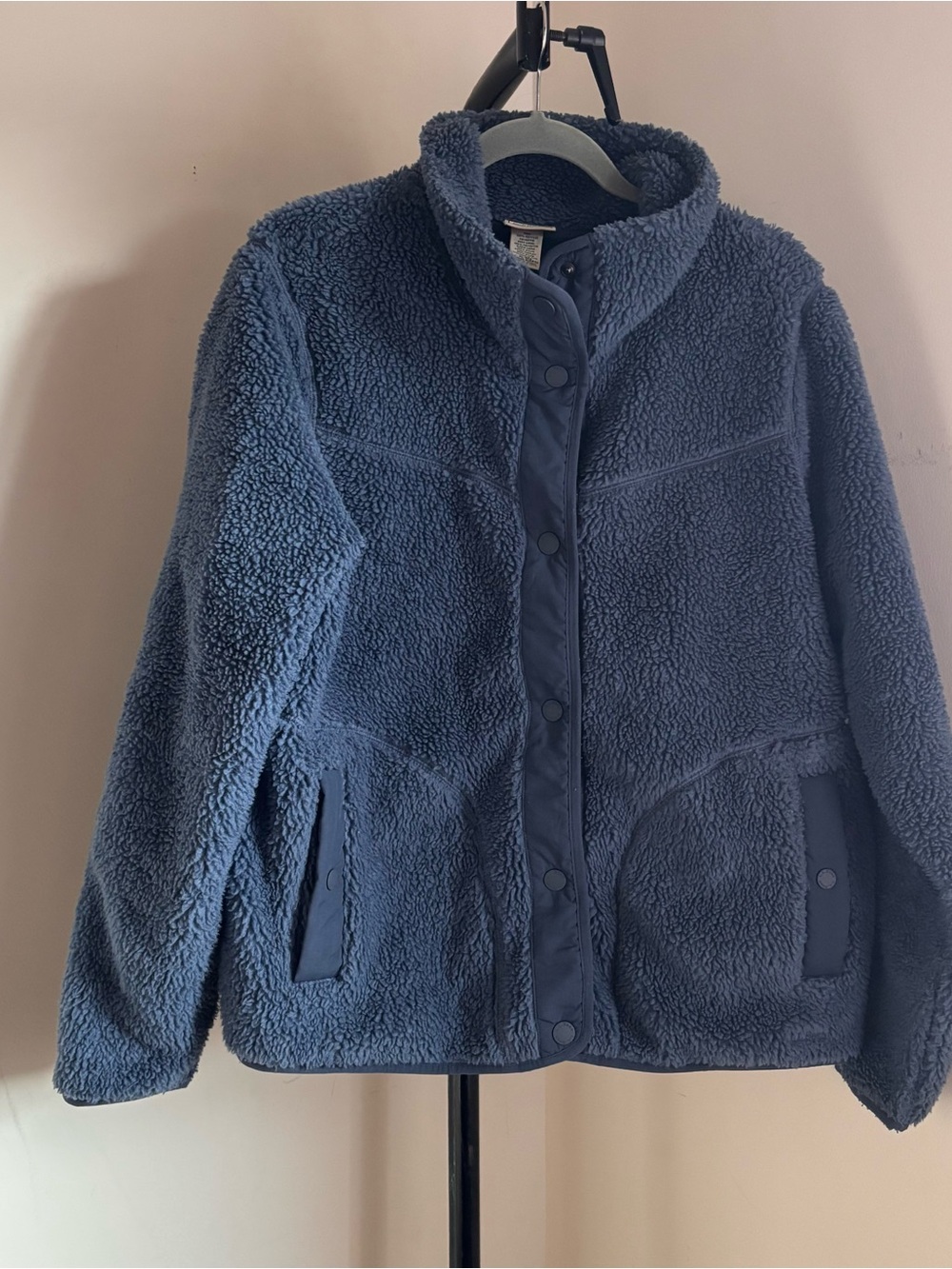 L.L. Bean Women's Navy Sherpa Snap-Front Jacket